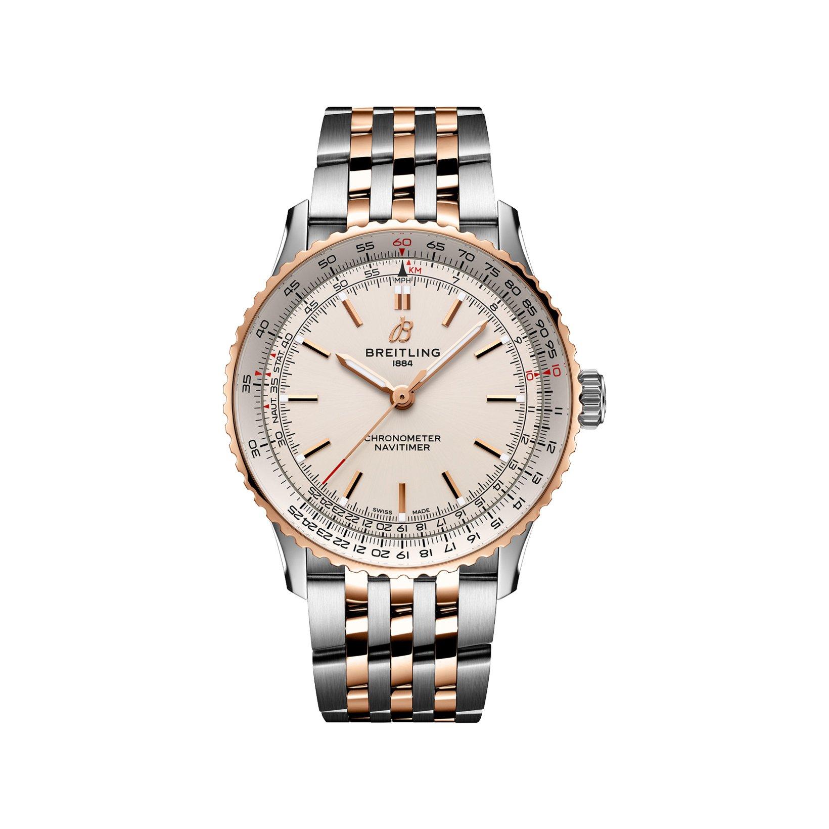Breitling Navitimer B17 Automatic 41 mm Stainless Steel And Red Gold Watch  Silver Dial  Stainless Steel And Red Gold Bracelet
