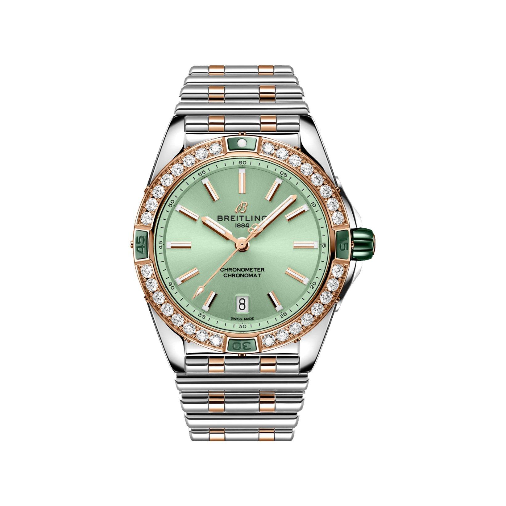 Breitling Chronomat B17 Automatic 38 mm Stainless Steel And Red Gold Watch  Mint Green Dial  Stainless Steel And Red Gold Bracelet