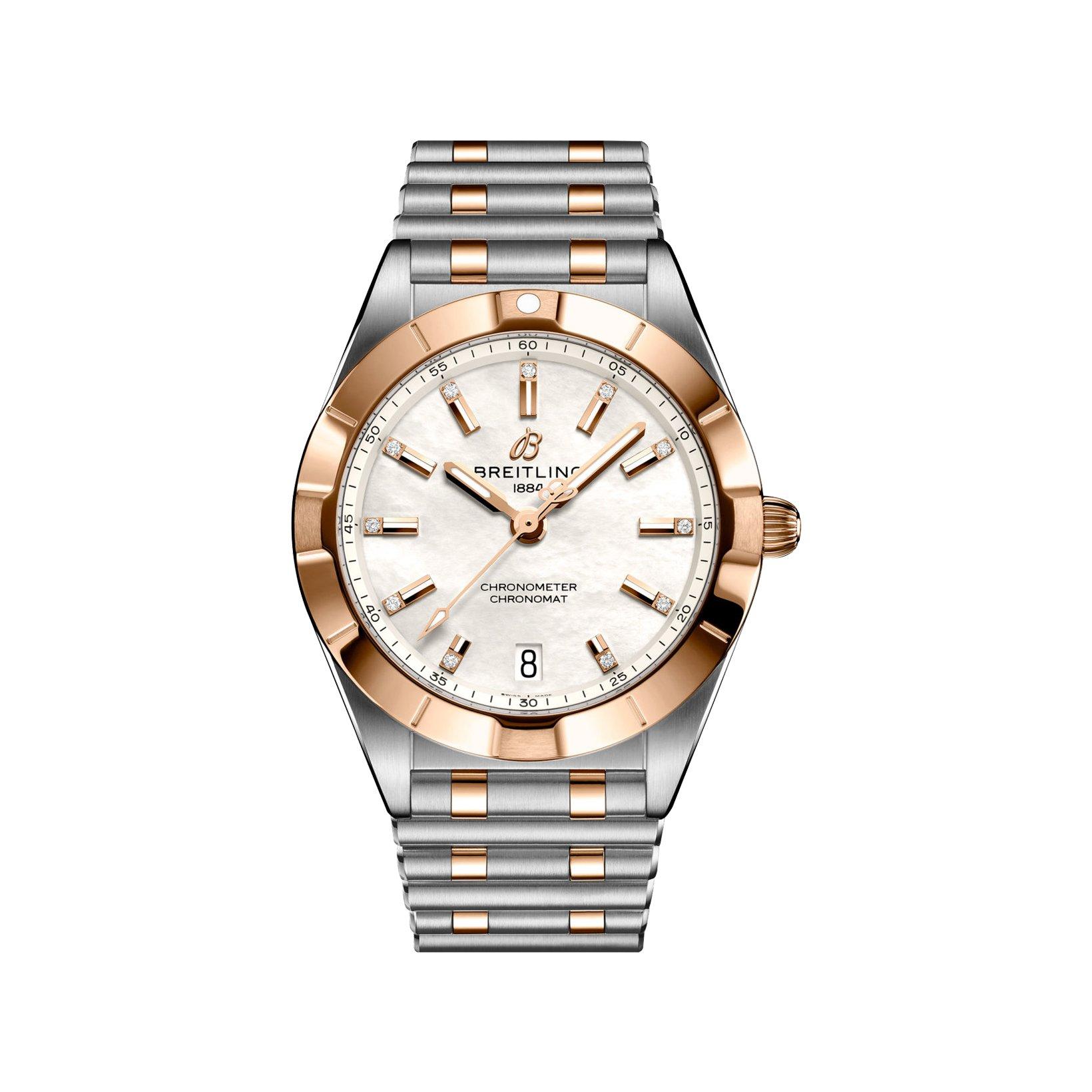Breitling Chronomat B77 Quartz 32 mm Stainless Steel And Red Gold Watch  White Dial  Stainless Steel And Red Gold Bracelet