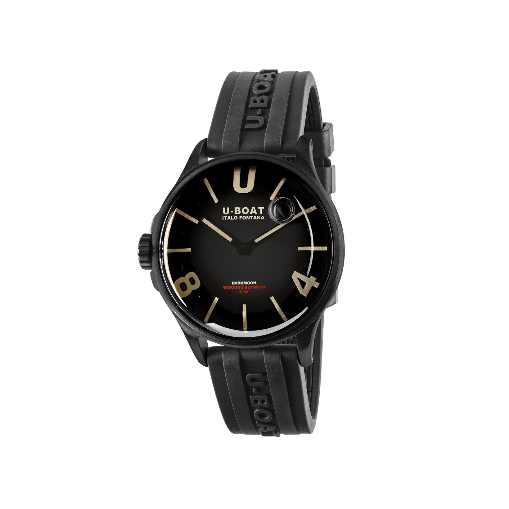 U-Boat Darkmoon Quartz 40 mm Stainless Steel And Pvd Watch  Black Dial   Rubber Strap