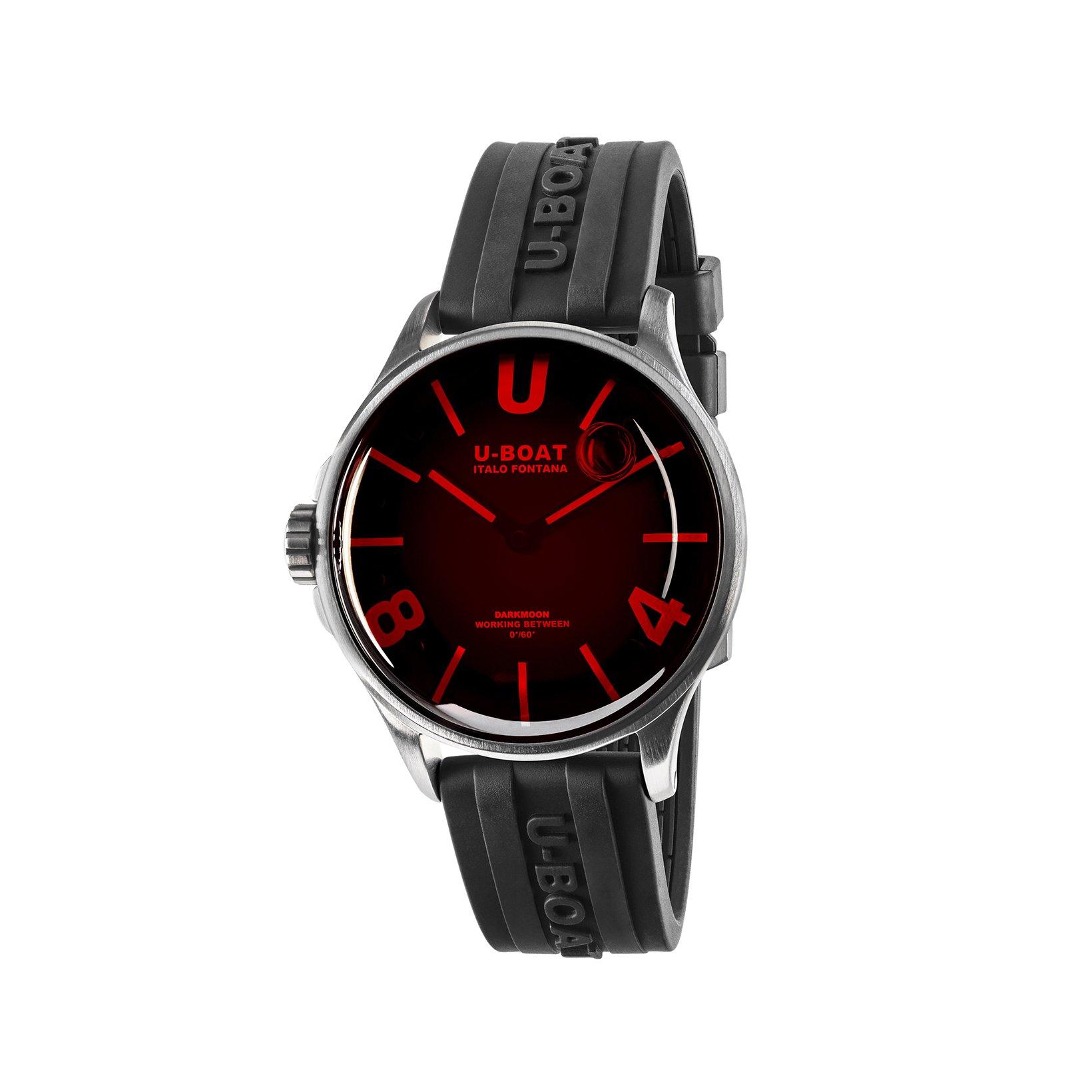 U-Boat Darkmoon  Quartz 40 mm Stainless Steel Watch  Black Dial   Rubber Strap