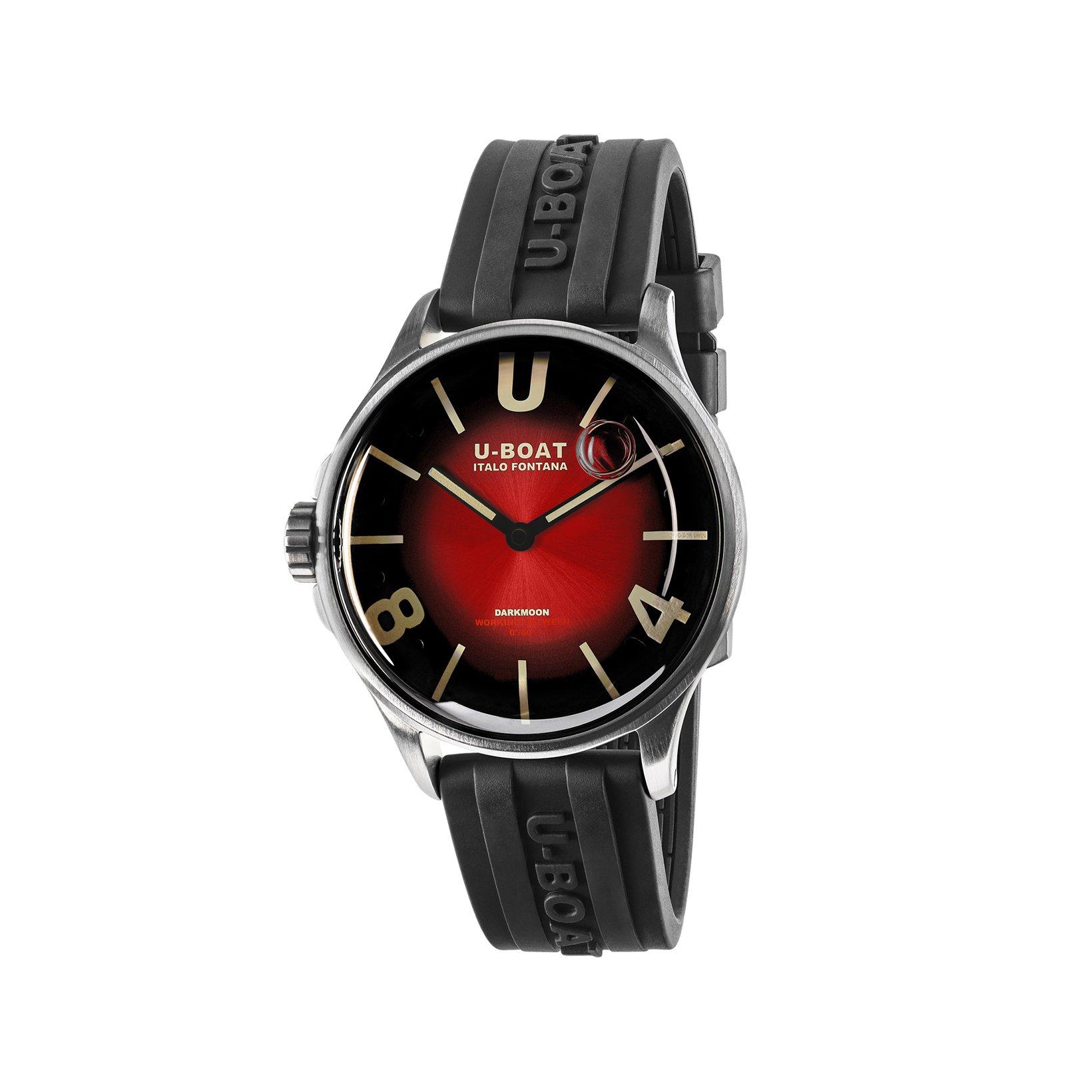 U-Boat Darkmoon  Quartz 40 mm Stainless Steel Watch  Red Dial   Rubber Strap