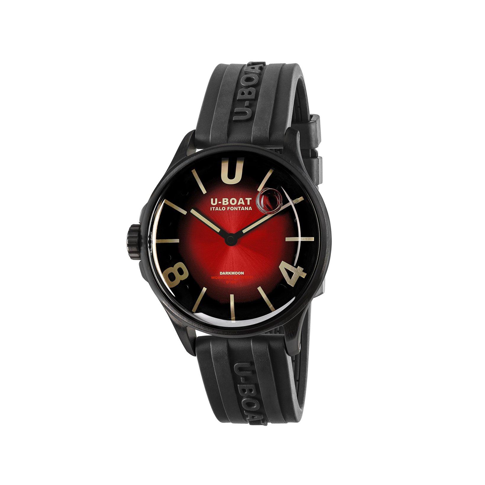 U-Boat Darkmoon  Quartz 40 mm Stainless Steel Pvd Watch  Red Dial   Rubber Strap