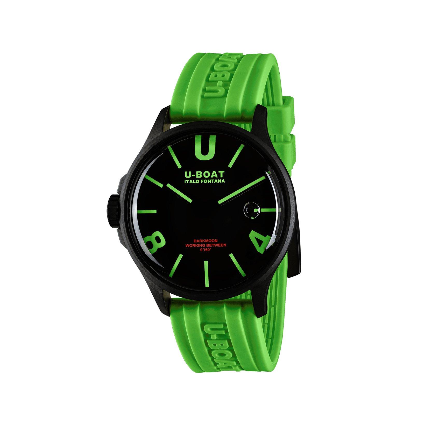 U-Boat Darkmoon Quartz 44 mm Stainless Steel And Black Pvd Watch  Black Dial   Rubber Strap