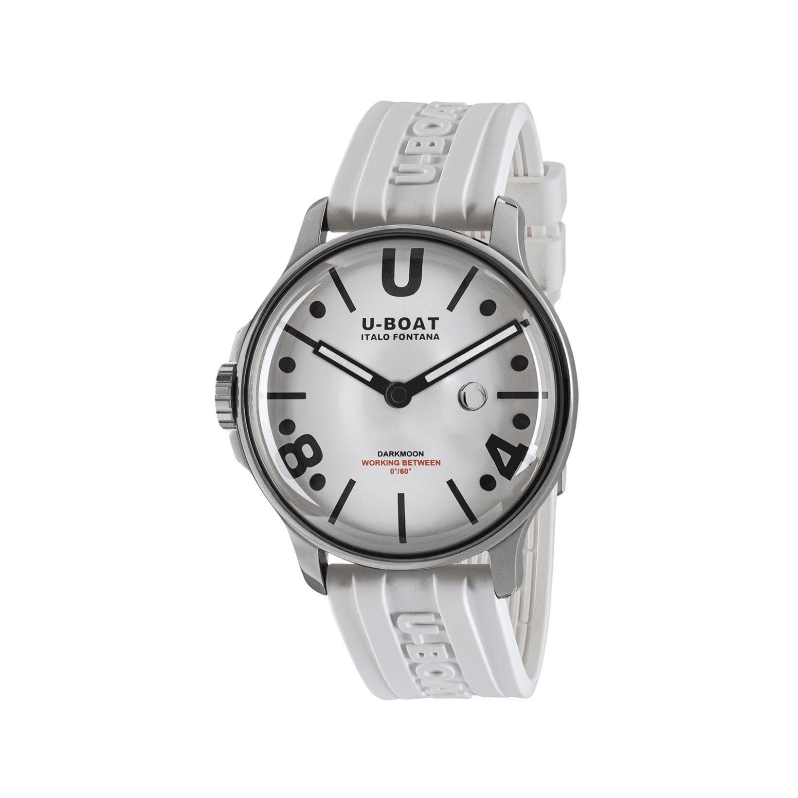 U-Boat Darkmoon  Quartz 44 mm Stainless Steel Watch  White Dial   Rubber Strap