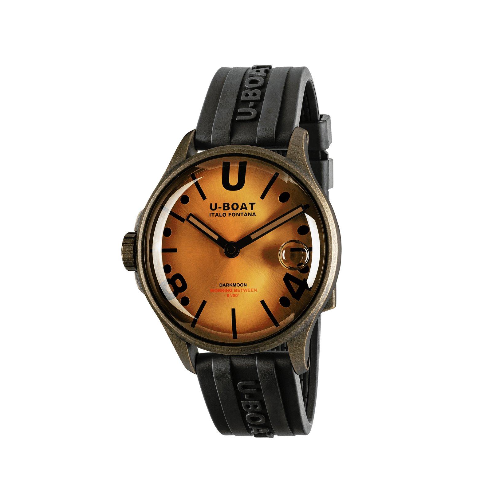 U-Boat Darkmoon  Quartz 44 mm Stainless Steel Pvd Watch  Brown Dial   Rubber Strap