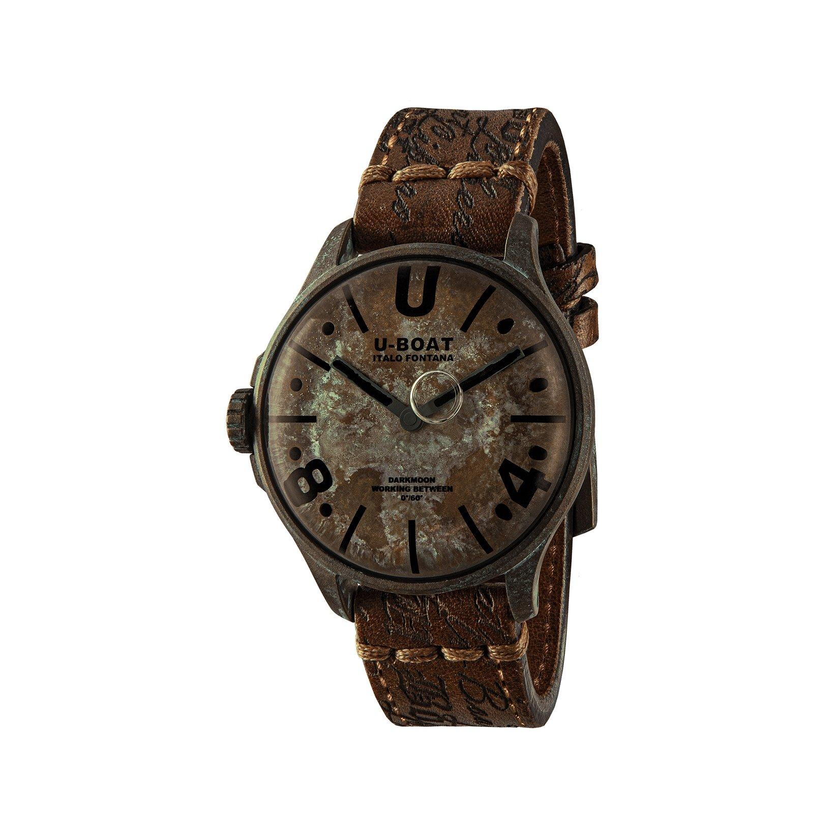 U-Boat Darkmoon Quartz 44 mm Stainless Steel Watch  Bronze Dial   Leather Strap