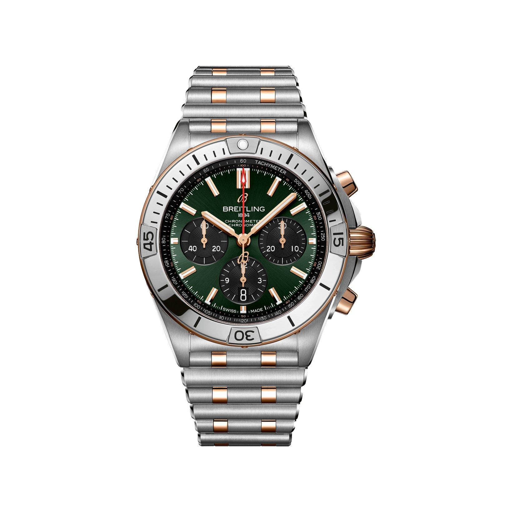 Breitling Chronomat B01 Automatic 42 mm Stainless Steel And Red Gold Watch  Green Dial  Stainless Steel And Red Gold Bracelet