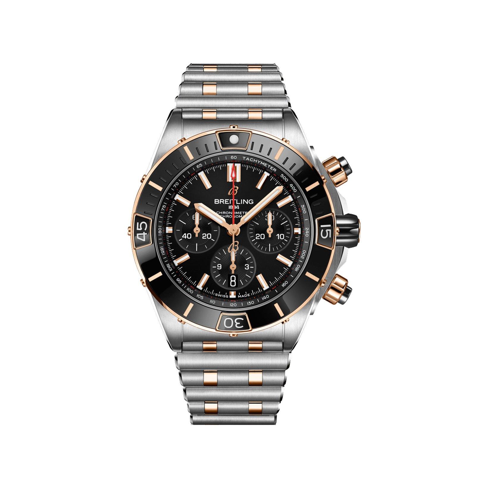 Breitling Chronomat B01 Automatic 44 mm Stainless Steel And Red Gold Watch  Black Dial  Stainless Steel And Red Gold Bracelet