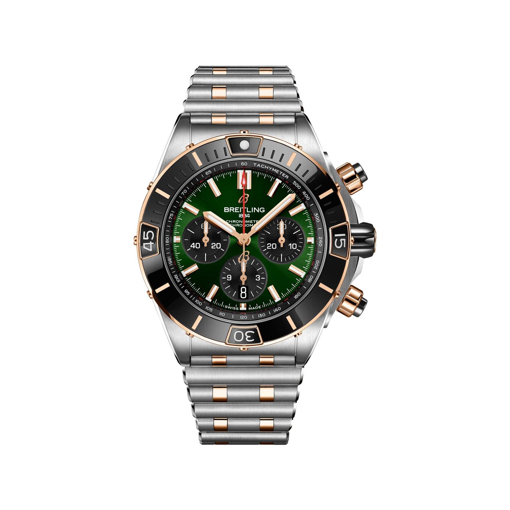 Breitling Chronomat B01 Automatic 44 mm Stainless Steel And Red Gold Watch  Green Dial  Stainless Steel And Red Gold Bracelet