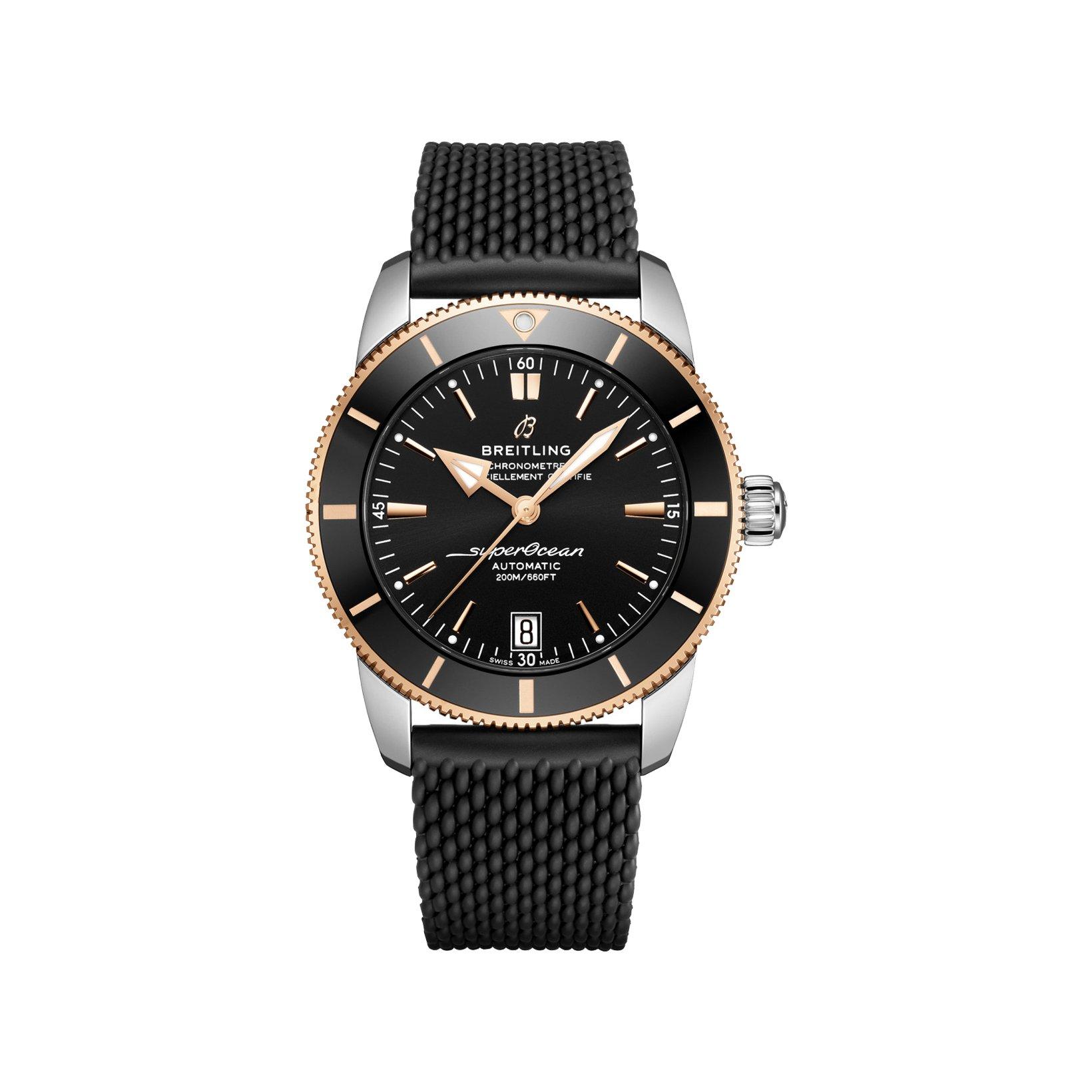 Breitling Superocean Heritage B20 Automatic 42 mm Stainless Steel And Red Gold Watch  Black Dial   Rubber Strap