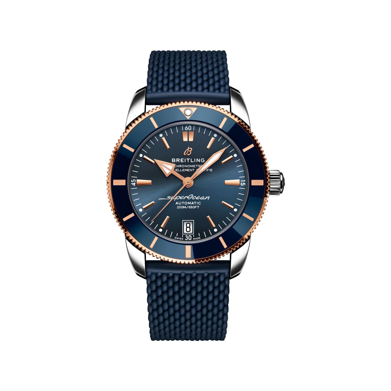 Breitling Superocean Heritage B20 Automatic 42 mm Stainless Steel And Red Gold Watch  Blue Dial   Rubber Strap