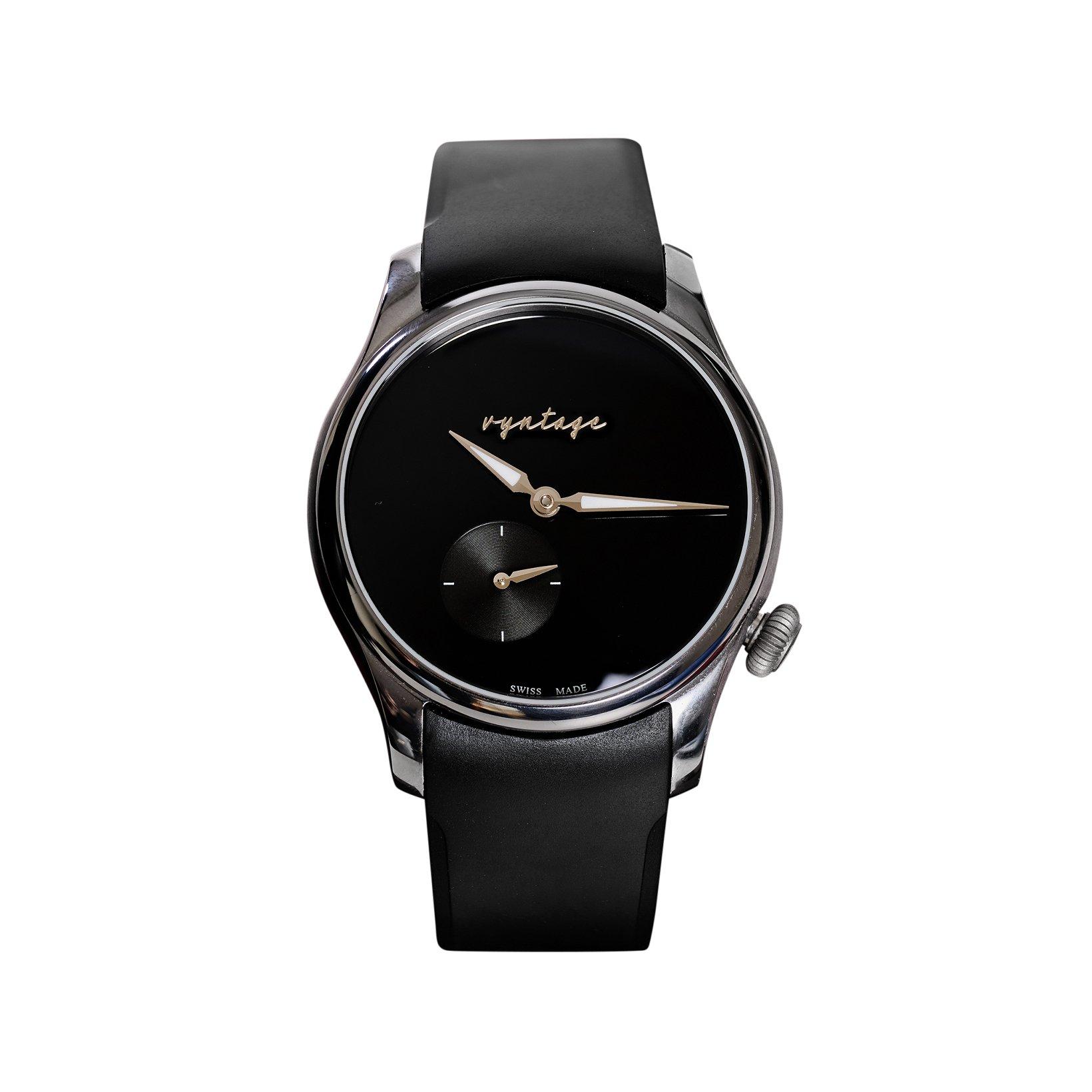 Vyntage Horology Purity Tantonyx Manual Winding 39 mm Tantalum Watch  Black Dial   Alligator Leather Strap