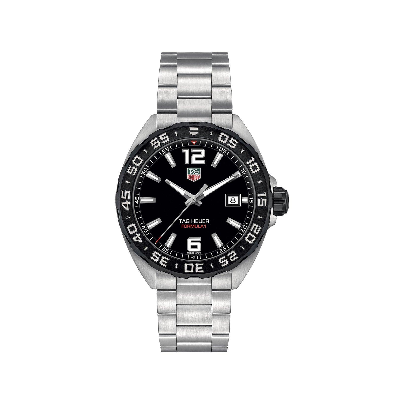 Tag-Heuer Formula 1 Date Quartz 41 mm Stainless Steel Watch  Black Dial  Stainless Steel Bracelet