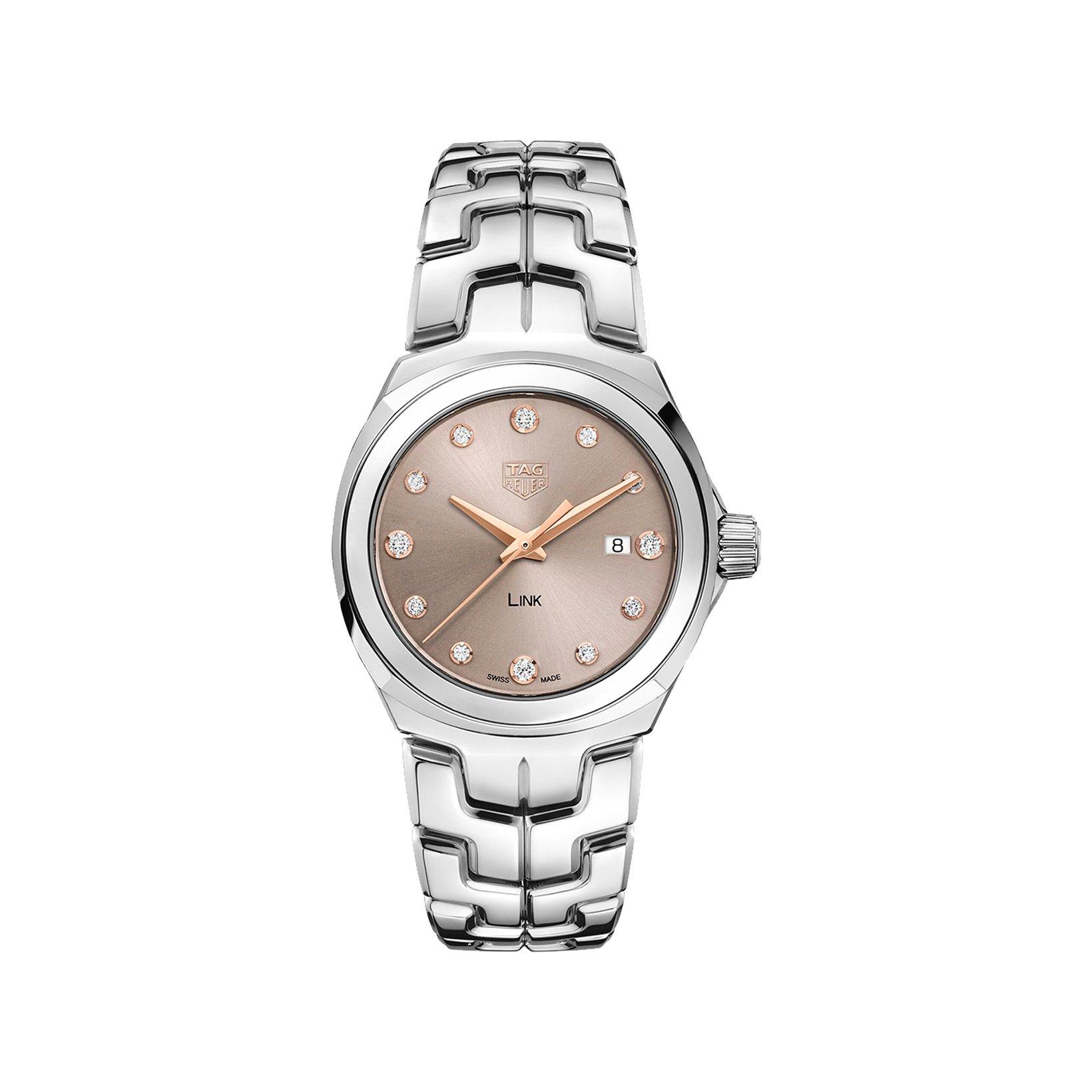 Tag-Heuer Link Link Date Quartz 32 mm Stainless Steel Watch  Beige Dial  Stainless Steel Bracelet