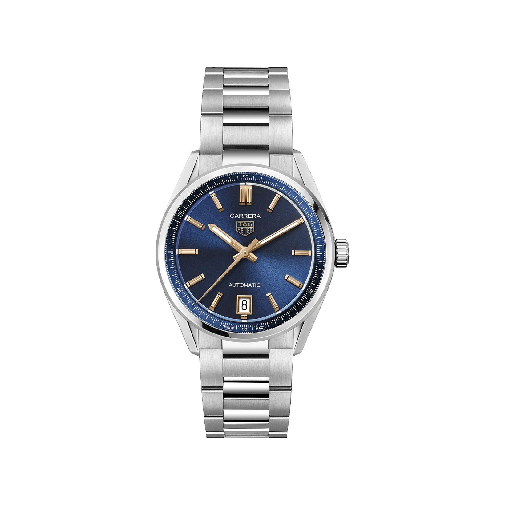 Tag-Heuer Carrera Date Automatic 36 mm Stainless Steel Watch  Blue Dial  Stainless Steel Bracelet