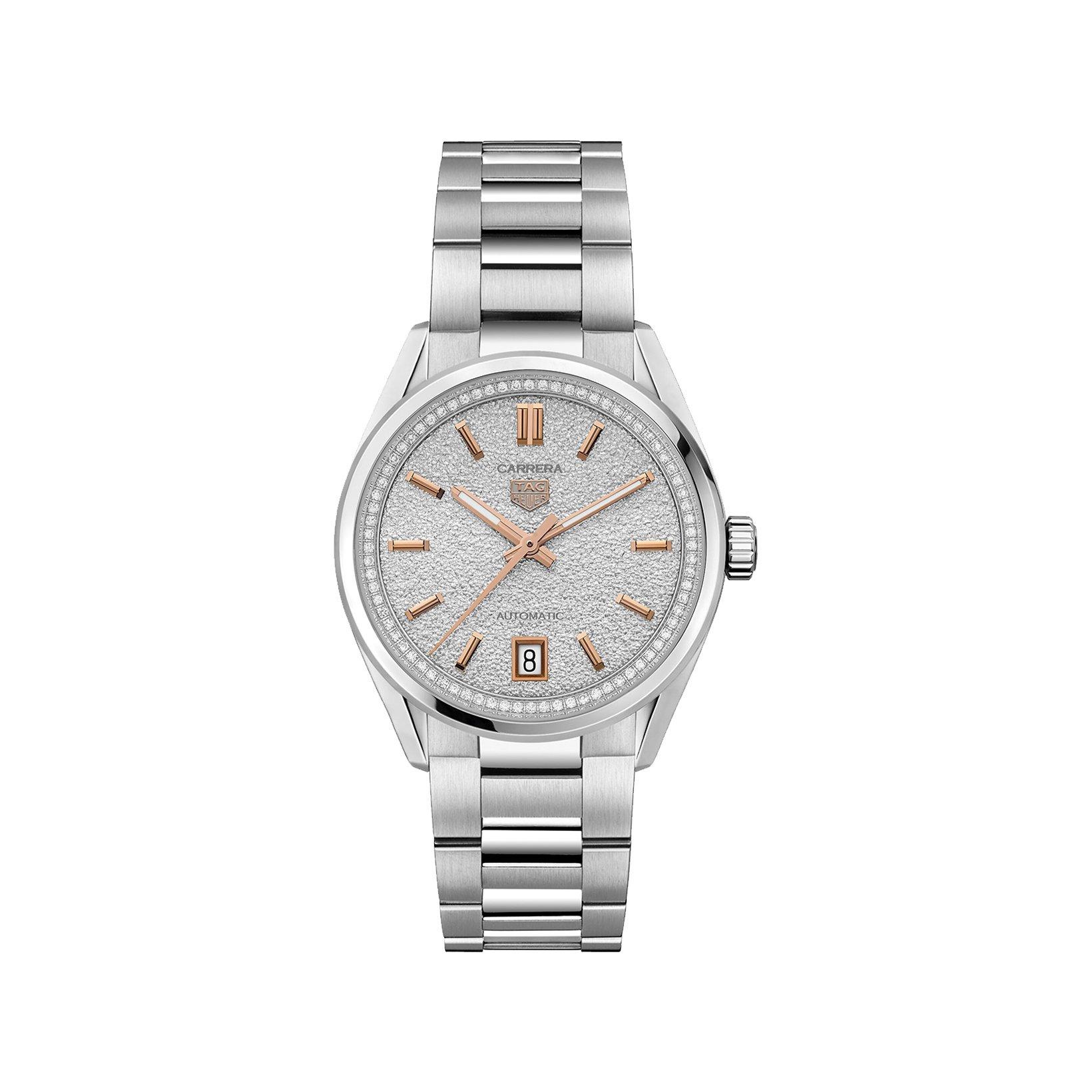 Tag-Heuer Carrera Date Automatic 36 mm Stainless Steel Watch  Silver Dial  Stainless Steel Bracelet