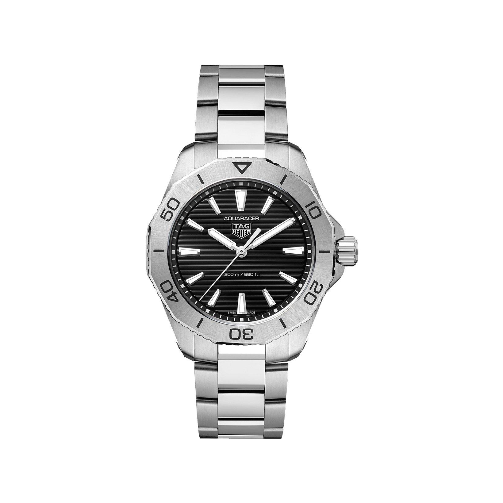 Tag-Heuer Aquaracer Professional 200 Quartz 40 mm Stainless Steel Watch  Black Dial  Stainless Steel Bracelet