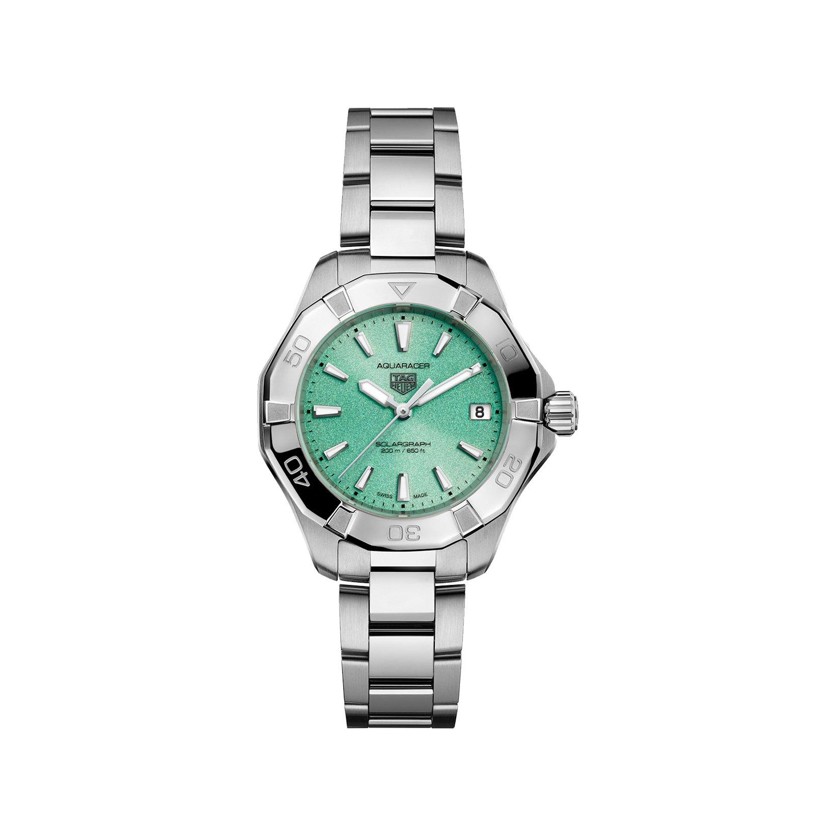 Tag-Heuer Aquaracer Professional 200 Solargraph Solar Quartz 34 mm Stainless Steel Watch  Blue Dial  Stainless Steel Bracelet