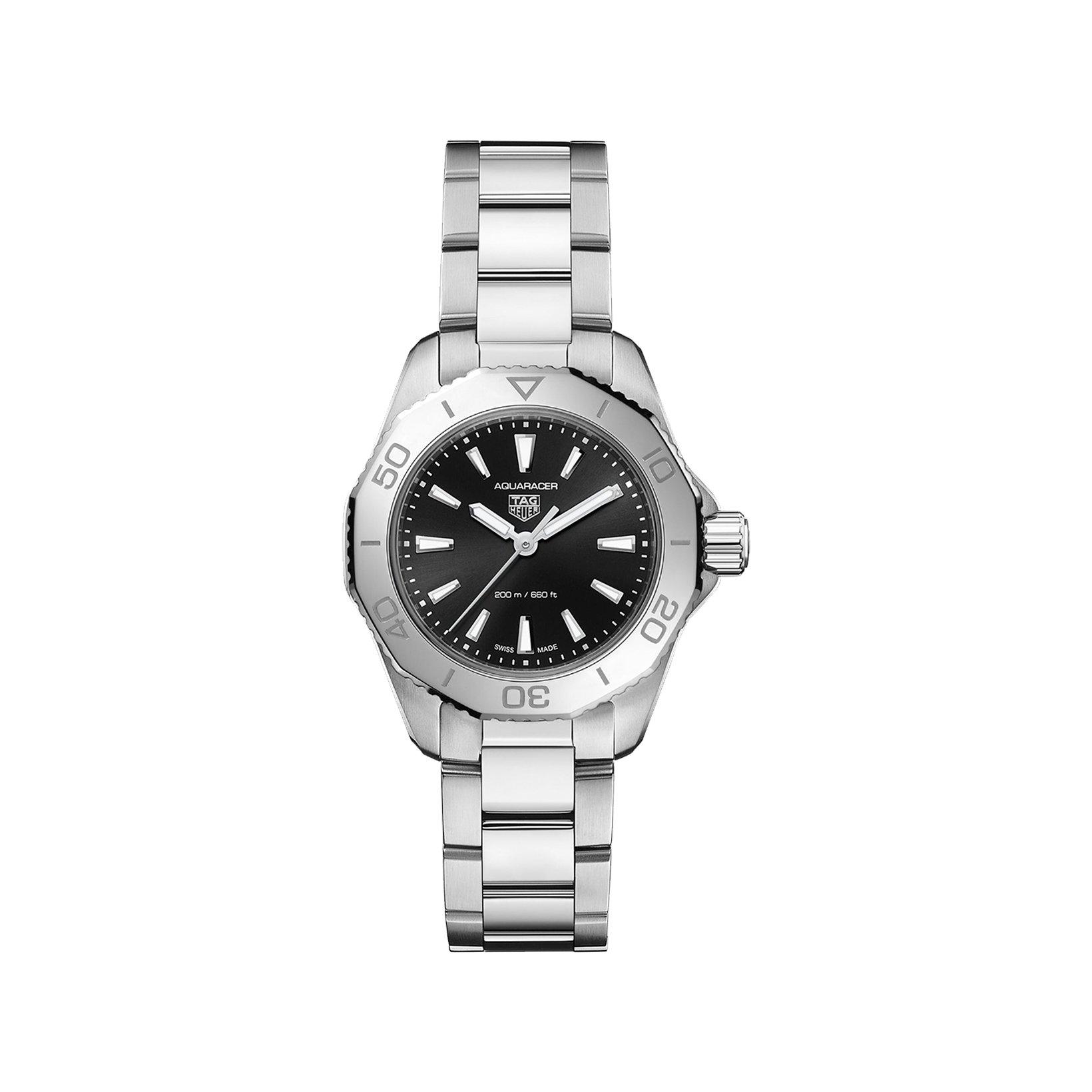 Tag-Heuer Aquaracer Professional 200 Quartz 30 mm Stainless Steel Watch  Black Dial  Stainless Steel Bracelet