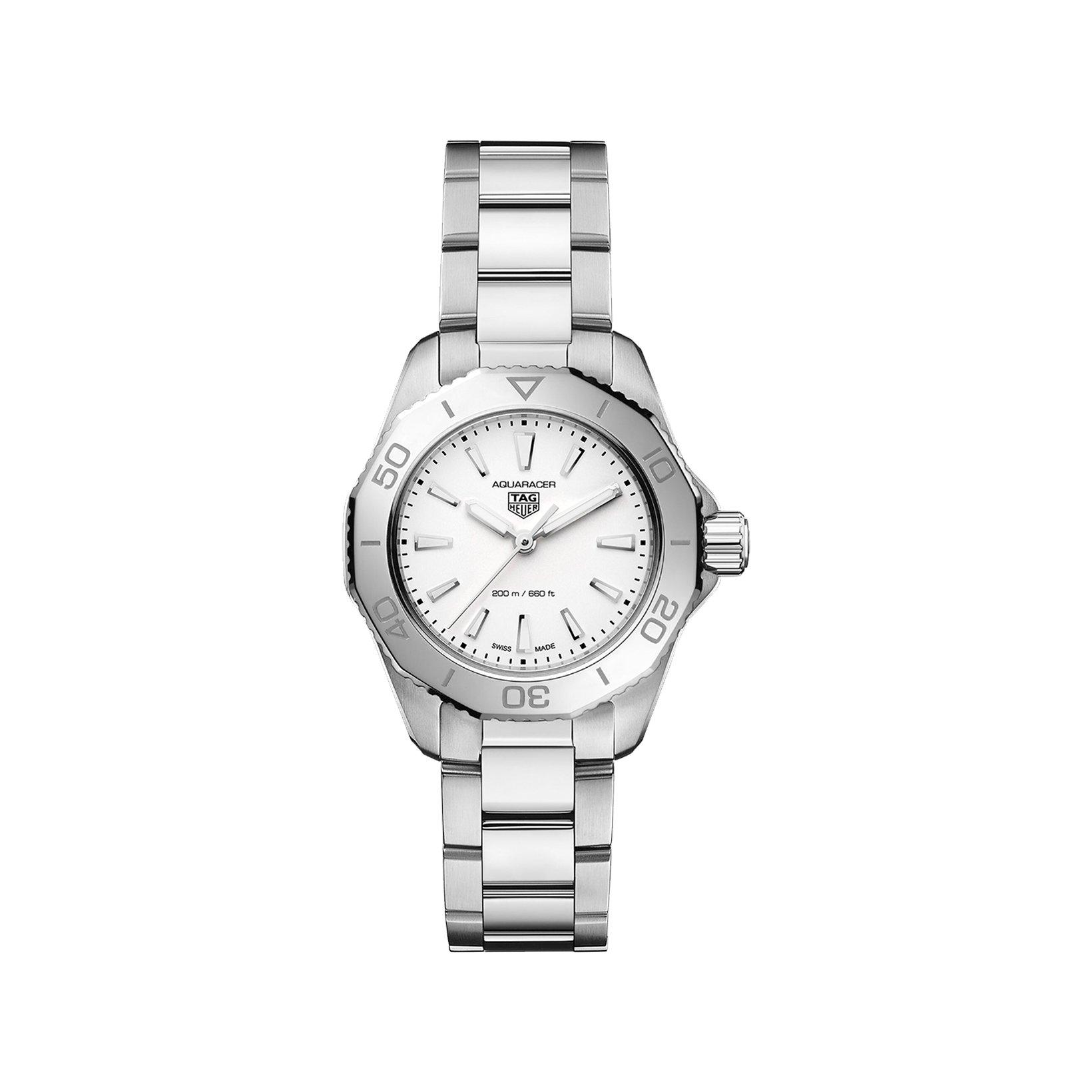 Tag-Heuer Aquaracer Professional 200 Quartz 30 mm Stainless Steel Watch  Silver Dial  Stainless Steel Bracelet