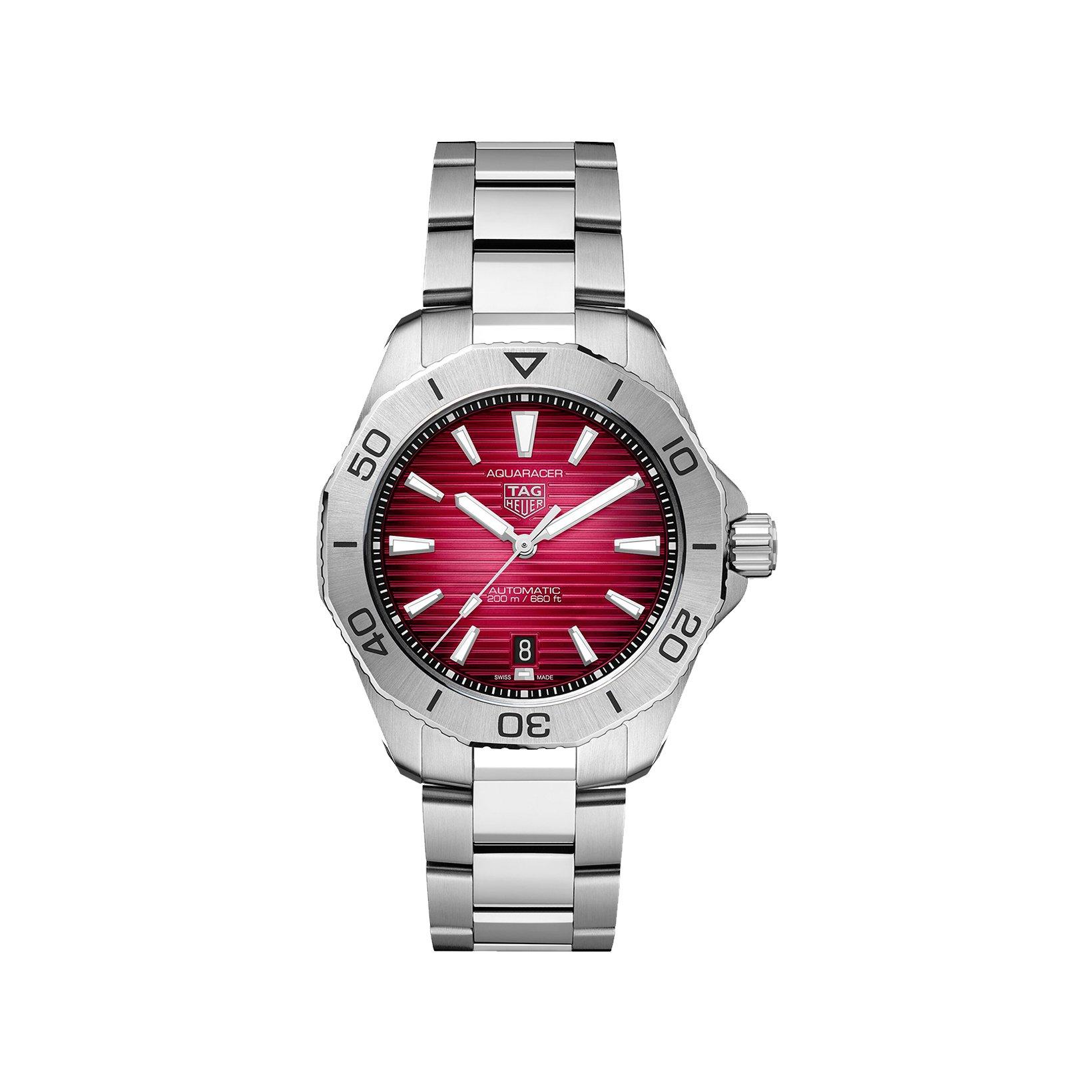 Tag-Heuer Aquaracer Aquaracer Professional 200 Date Automatic 40 mm Stainless Steel Watch  Red Dial  Stainless Steel Bracelet