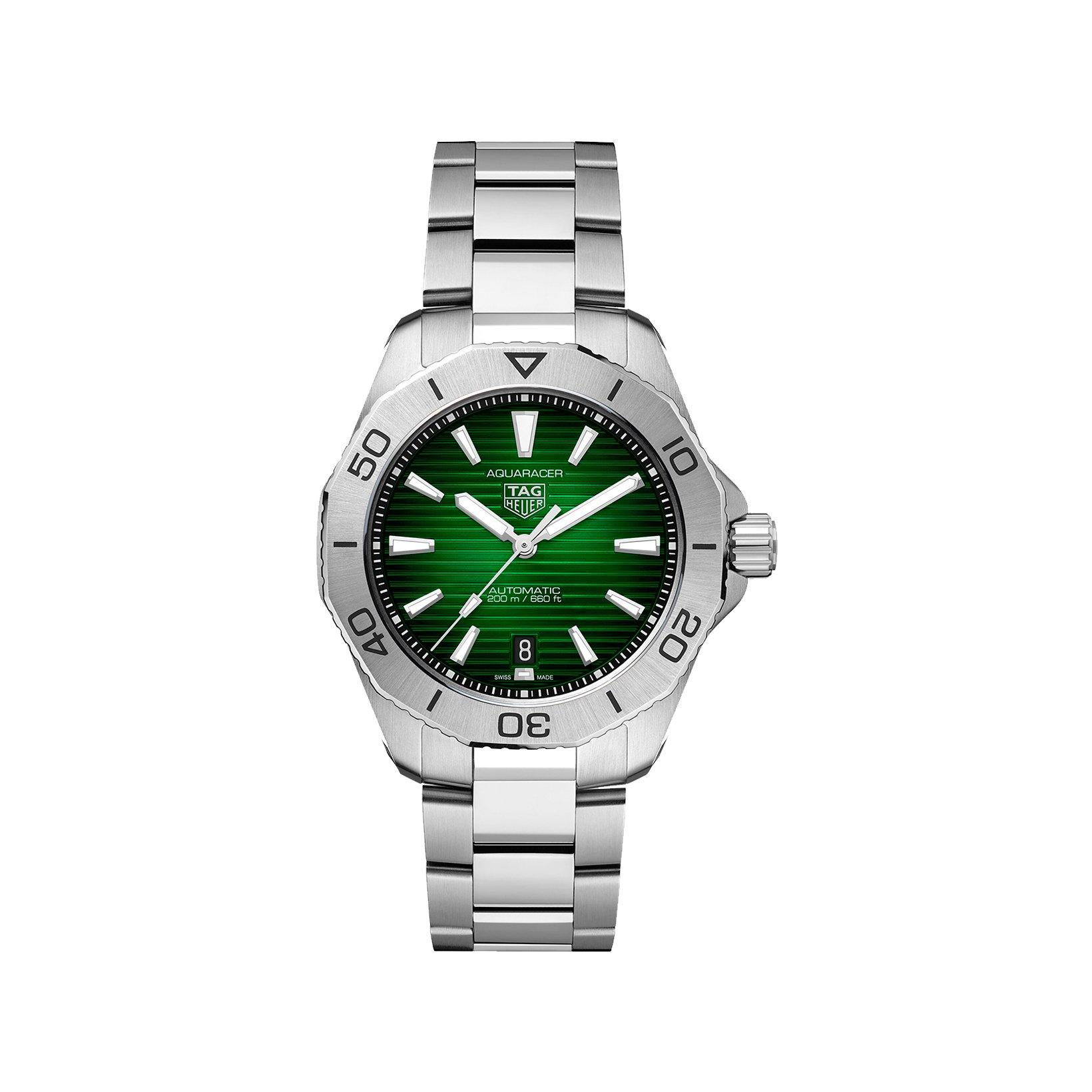 Tag-Heuer Aquaracer Professional 200 Date Automatic 40 mm Stainless Steel Watch  Green Dial  Stainless Steel Bracelet