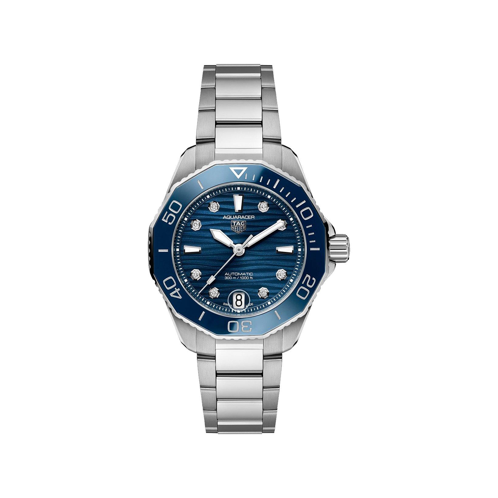 Tag-Heuer Aquaracer Professional 300 Date Automatic 36 mm Stainless Steel Watch  Blue Dial  Stainless Steel Bracelet