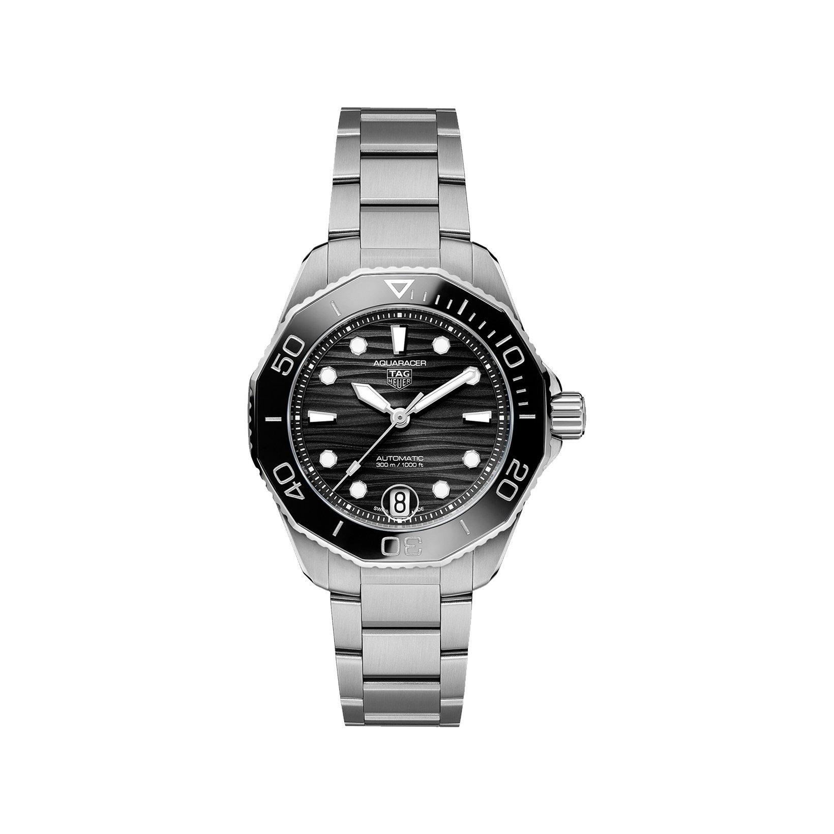 Tag-Heuer Aquaracer Professional 300 Automatic 36 mm Stainless Steel Watch  Black Dial  Stainless Steel Bracelet