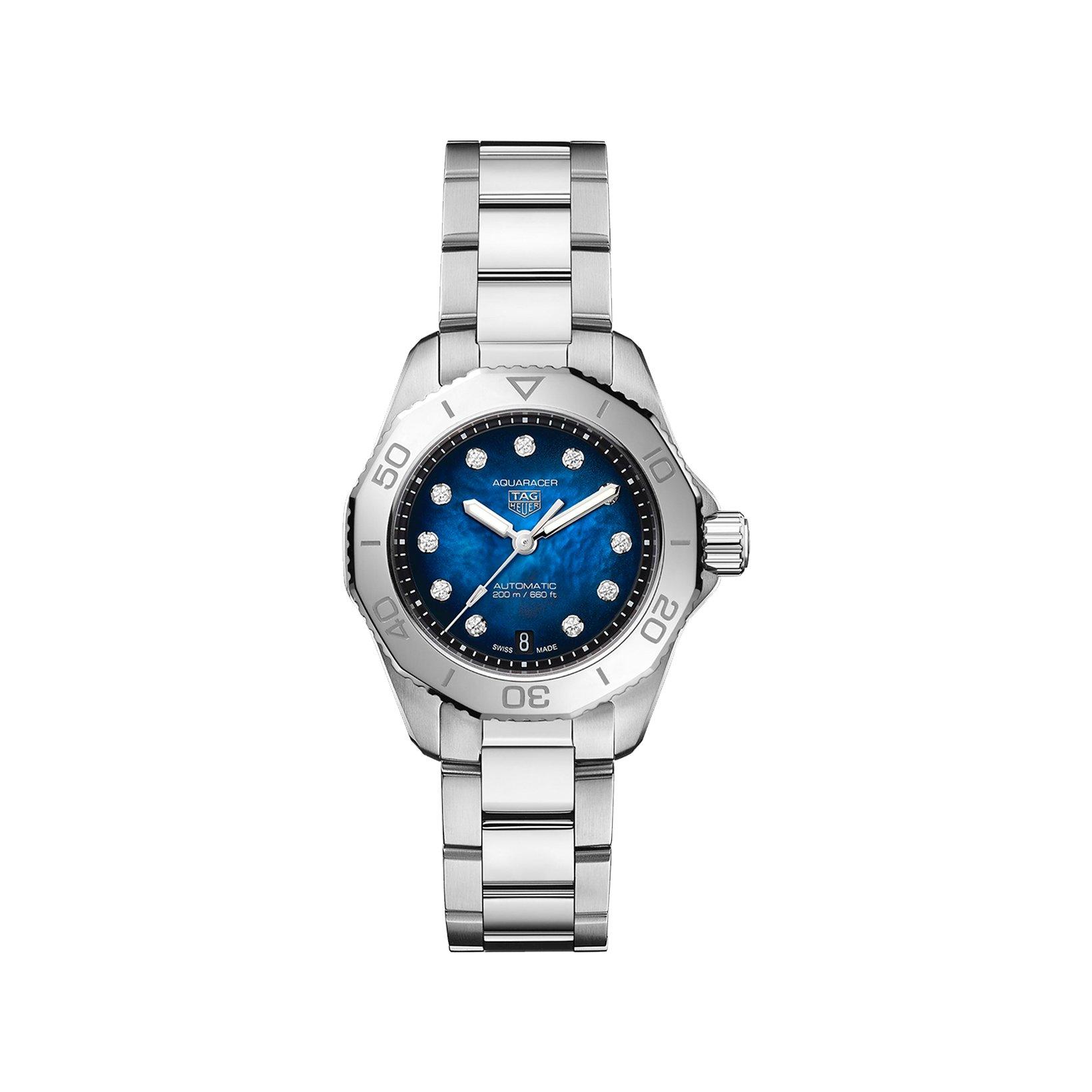 Tag-Heuer Aquaracer Tag Heuer Aquaracer Professional 200 Date Automatic 30 mm Stainless Steel Watch  Blue Dial  Stainless Steel Bracelet