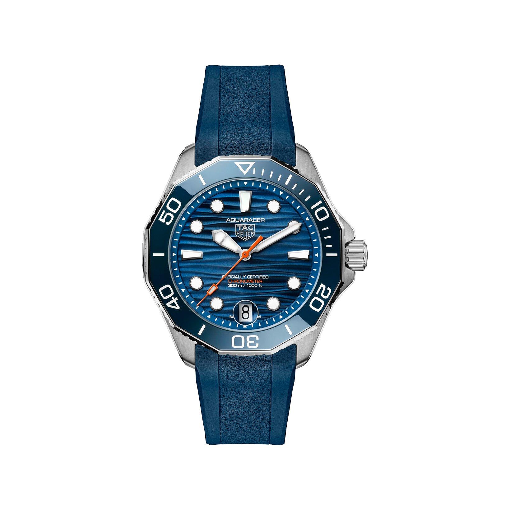 Tag-Heuer Aquaracer Professional 300 Automatic 42 mm Stainless Steel Watch  Blue Dial   Rubber Strap