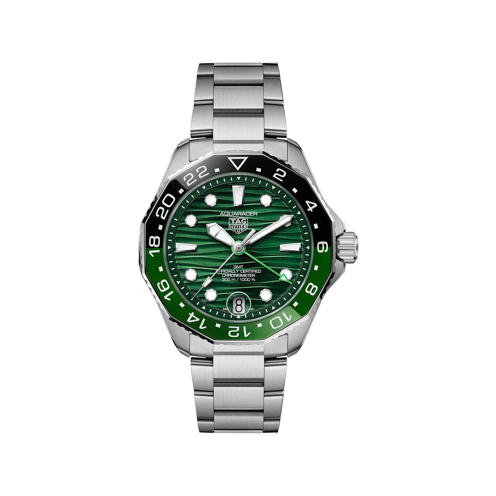 Tag-Heuer Aquaracer Professional 300 Gmt Automatic 42 mm Stainless Steel Watch  Green Dial  Stainless Steel Bracelet