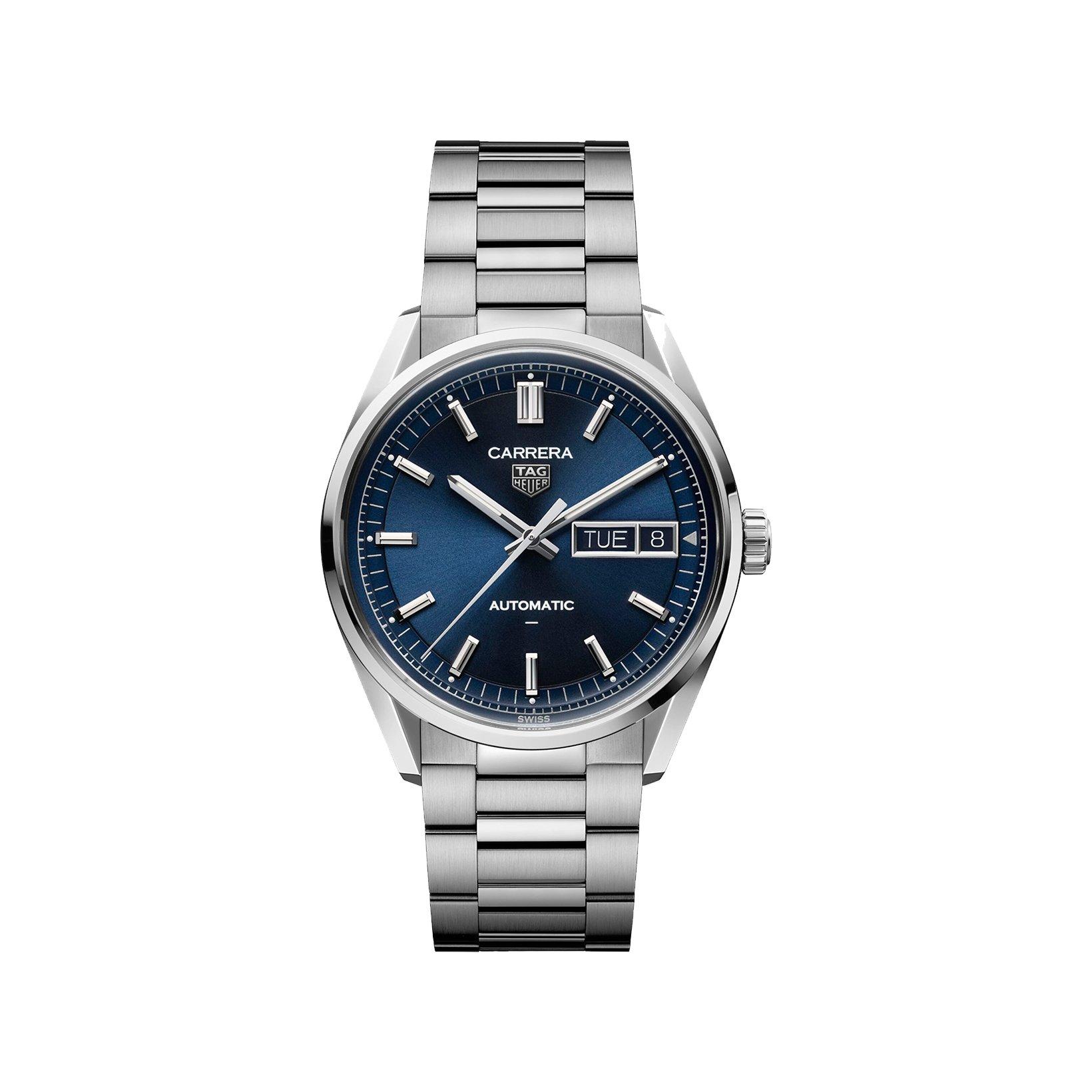 Tag-Heuer Carrera Day-Date Automatic 41 mm Stainless Steel Watch  Blue Dial  Stainless Steel Bracelet
