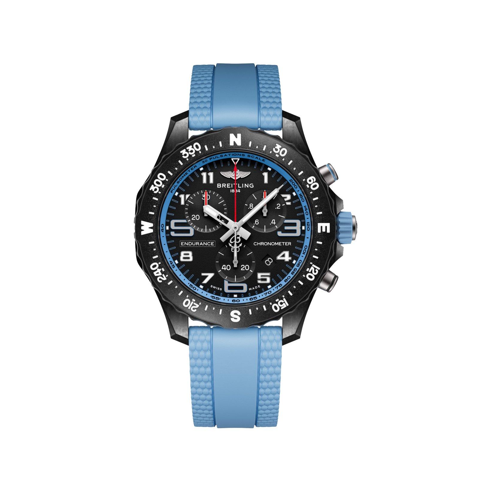 Breitling Endurance B83 Quartz 38 mm Breitlight Watch  Black Dial   Rubber Strap