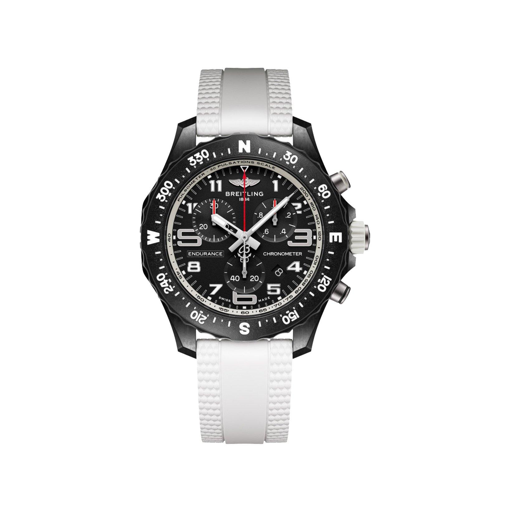 Breitling Endurance B83 Quartz 38 mm Breitlight Watch  Black Dial   Rubber Strap