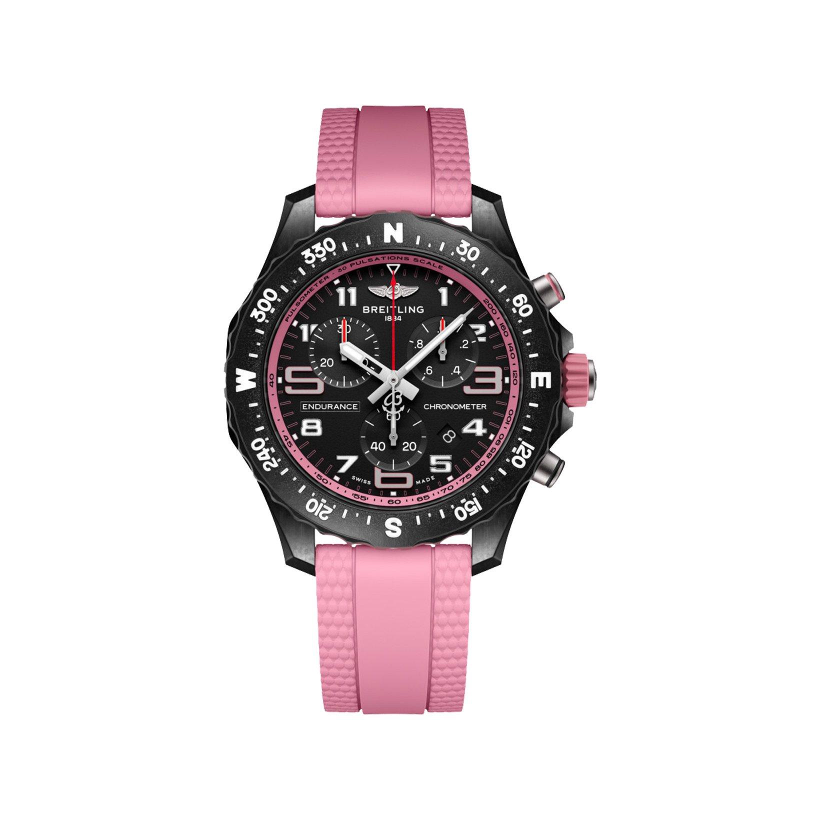 Breitling Endurance B83 Quartz 38 mm Breitlight Watch  Black Dial   Rubber Strap