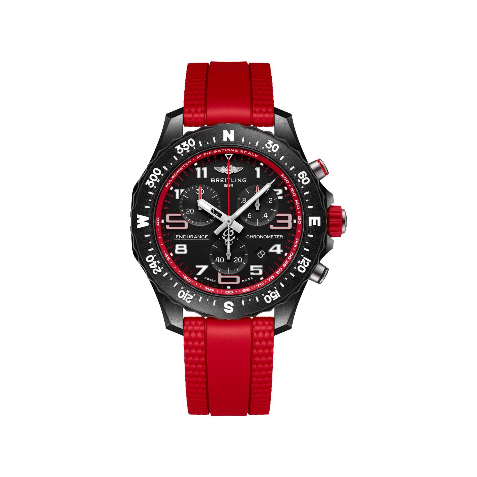 Breitling Endurance B83 Quartz 38 mm Breitlight Watch  Black Dial   Rubber Strap